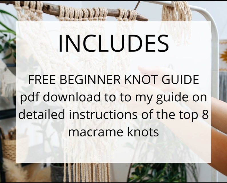 macrame wall hanging pattern.free beginner knot guide. DIY macrame tutorial. instant download step by step pattern. DIY boho home decor. image 3