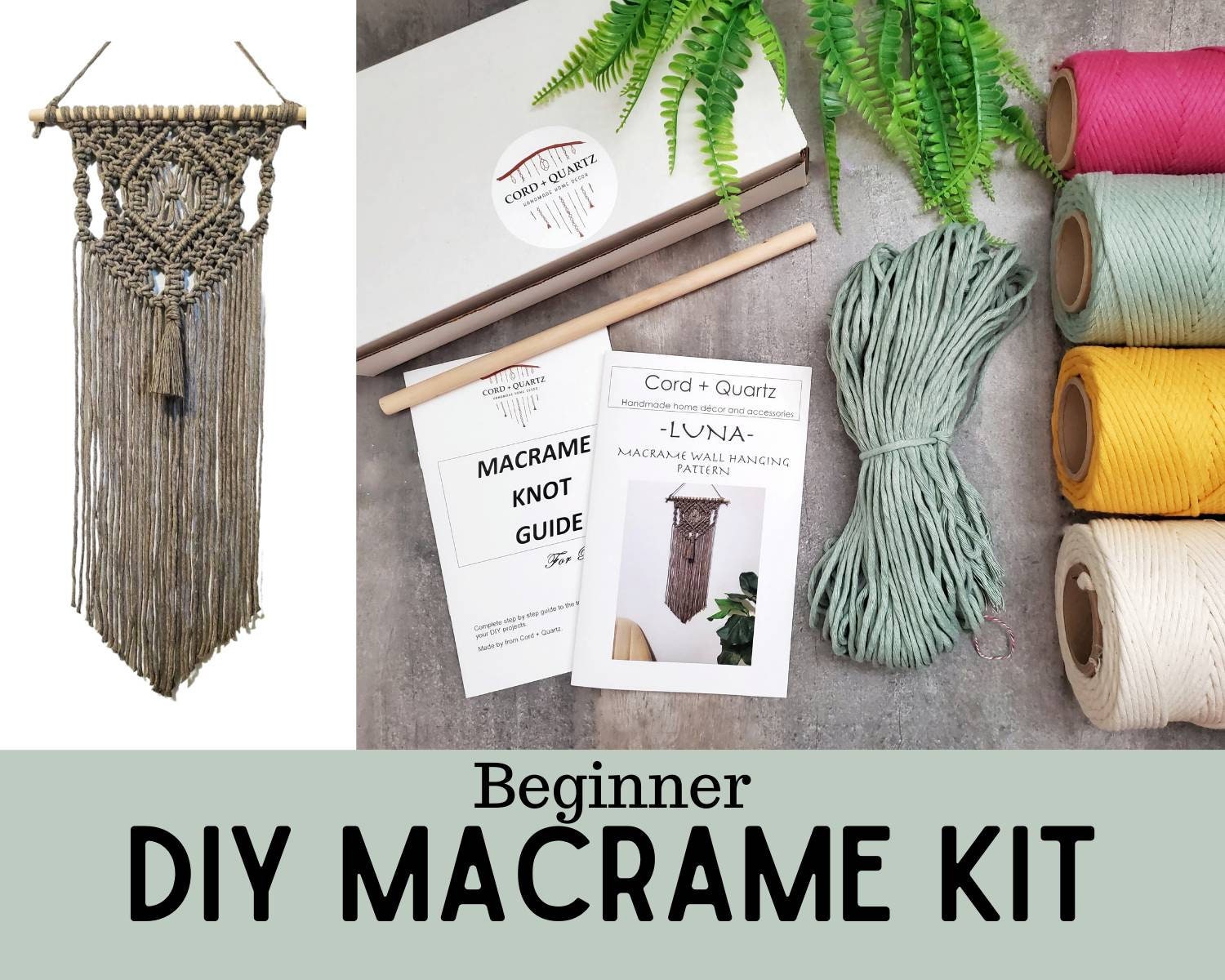 Beginner Macrame Wall Hanging Kit. Macrame Diy Pattern for - Etsy Canada