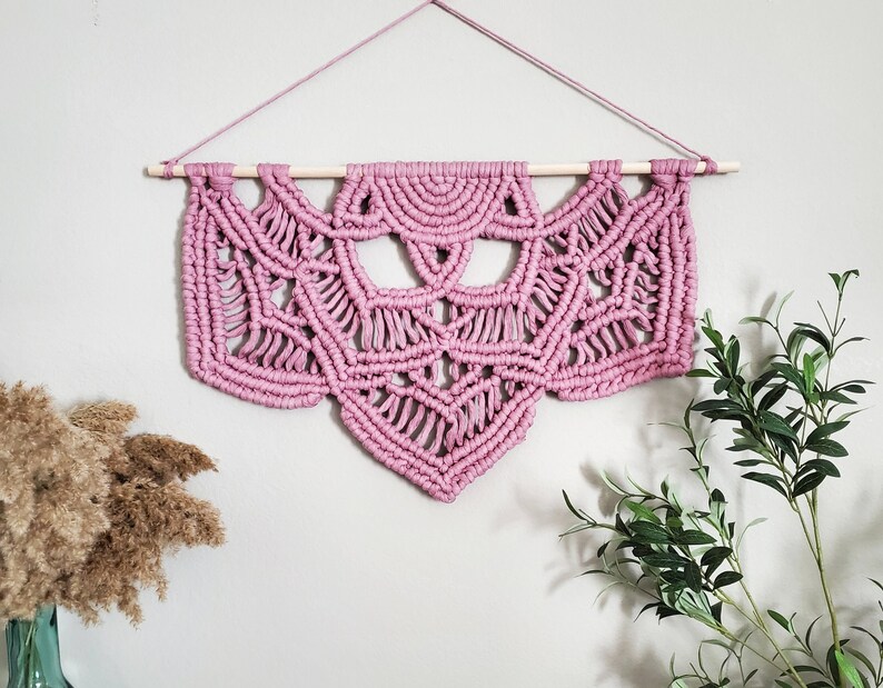 CLEARANCE Macrame half mandala wall hanging. Mandala wall art, bobo chic home decor, romantic decor for bedroom, romantic gifts for her, image 1