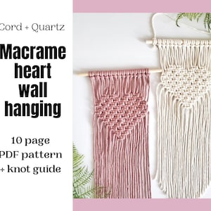 Macrame heart Wall hanging PDF PATTERN. Valentines macrame pattern. Diy macrame step by step tutorial for beginners.