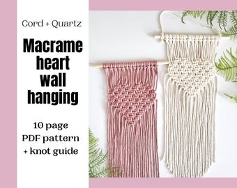 Macrame Heart Wall Hanging Pattern: Beginner DIY Tutorial (PDF)