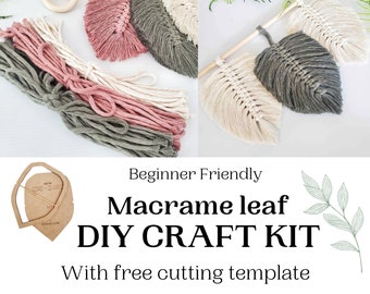 Macrame leaf/feather DIY craft kit. Craft kit for adults. DIY home decor. craft kits for kids and teens. Do it yourself macrame.