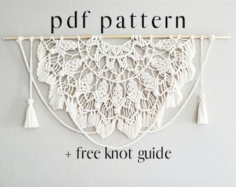 Patrón pdf mandala macramé, guía paso a paso, tutorial macramé, patrón decoración pared boho, mandala macramé, patrón grande