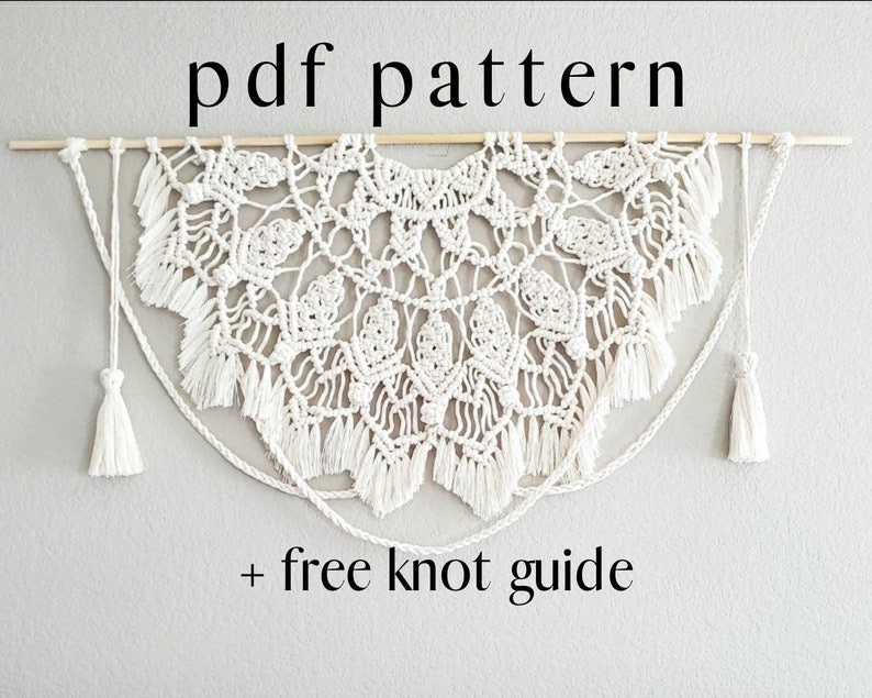 Macrame mandala pdf pattern, step by step guide, macrame tutorial, boho wall decor pattern, macrame mandala, large pattern image 1