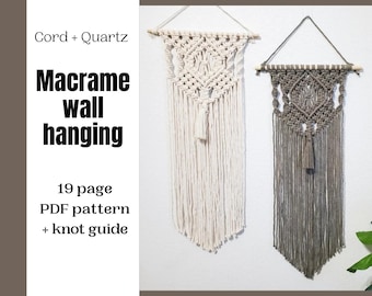 Patrón PDF de macramé para colgar en la pared. Tutorial de macramé. Decoración de pared DIY. Patrón, tutorial e instrucciones.