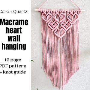 Makramee-Wandbehang, PDF-Muster, Schritt für Schritt-Anleitung, Makramee-Anleitung, Valentinstagsherz, DIY Makramee