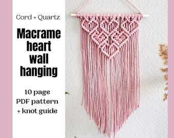 Macrame Heart Wall Hanging Pattern: DIY Valentines Craft (PDF)