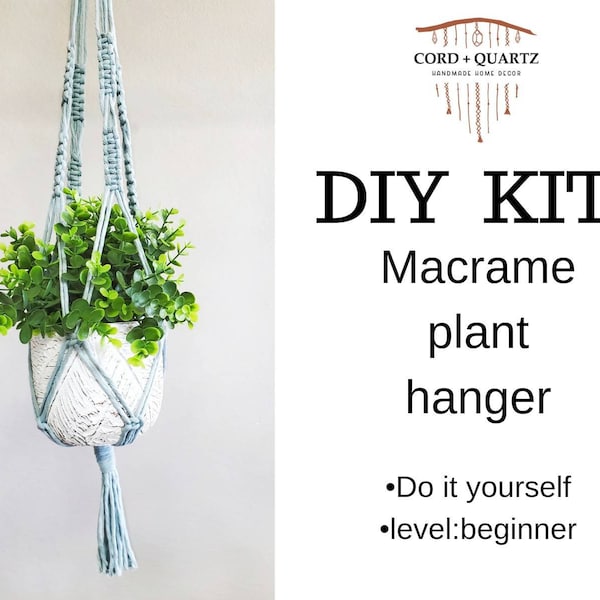 Macrame plant hanger kit. Beginner easy craft kit. DIY macrame kit, plant hanger kit. craft kit for adults and kids. Plant lover gift.