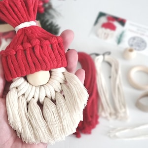 Macrame santa gnome christmas ornament. Handmade christmas gifts. christmas tree ornaments.