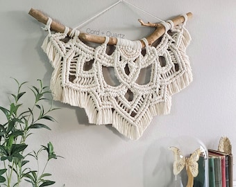 CLEARANCE* Large half mandala macramé wall hanging. Unique one of a kind bohemian home decor. living room and bedroom wall art.