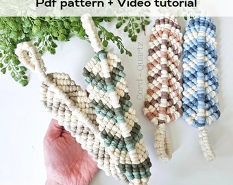 Macrame feather PDF pattern + Video tutorial. Beginner friendly macrame pattern