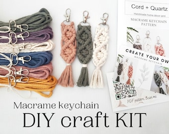 Macrame keychain DIY craft kit. Macrame kit. Craft kit for adults and teens. Do it yourself macrame. birthday gift.
