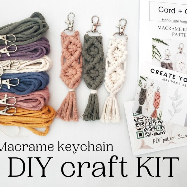 Macrame keychain DIY craft kit. Macrame kit. Craft kit for adults and teens. Do it yourself macrame. birthday gift.