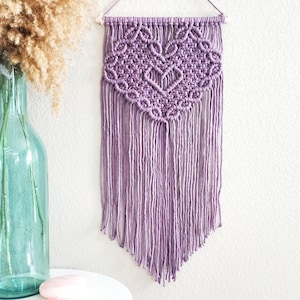 Macrame wall hanging pdf pattern, step by step guide, macrame tutorial, valentines day heart craft, diy macrame image 6