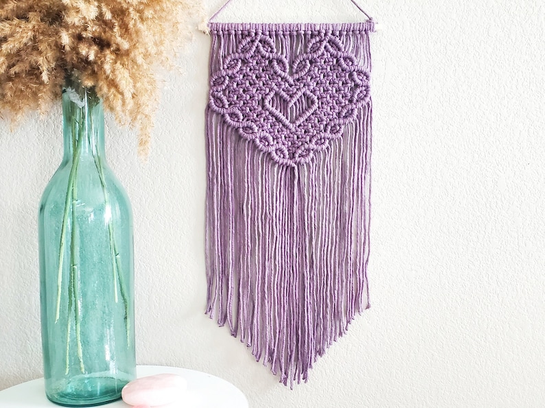 Macrame wall hanging pdf pattern, step by step guide, macrame tutorial, valentines day heart craft, diy macrame image 6