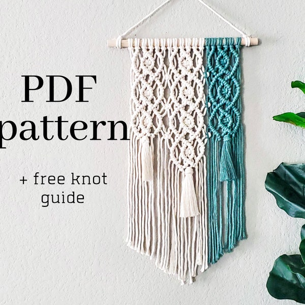 macrame wall hanging pattern. instant download pdf & free knot guide. DIY macrame tutorial step by step pattern. DIY boho wall home decor.