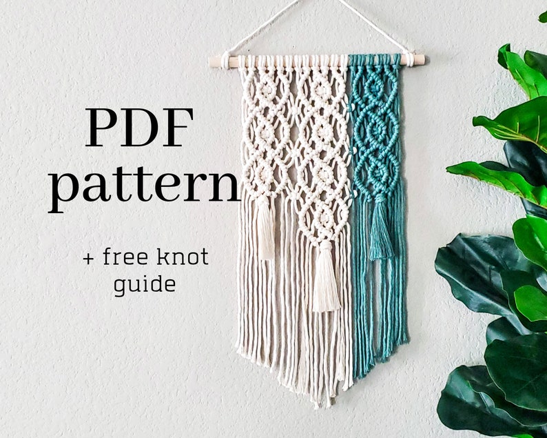 macrame wall hanging pattern. instant download pdf & free knot guide. DIY macrame tutorial step by step pattern. DIY boho wall home decor. image 1