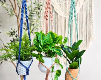 Handmade Macrame Plant Hanger, Boho Home Decor, 100% Cotton.