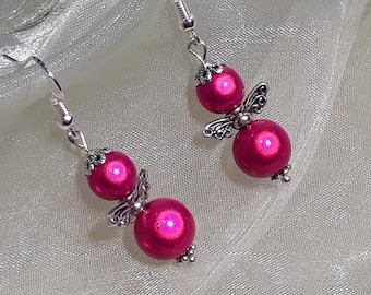 Ohrringe Engel, Pink, Magic Perlen Ohrringe, kleine Perlen Engel, Weihnachtsschmuck, Geschenk Mädchen, Damen, Wichteln, Miracle Beads,