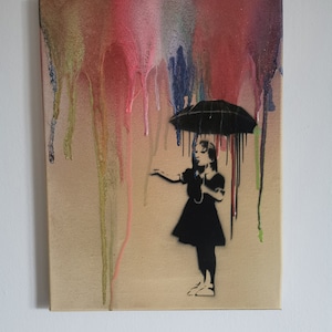 Banksy Mädchen mit Regenschirm Leinwand