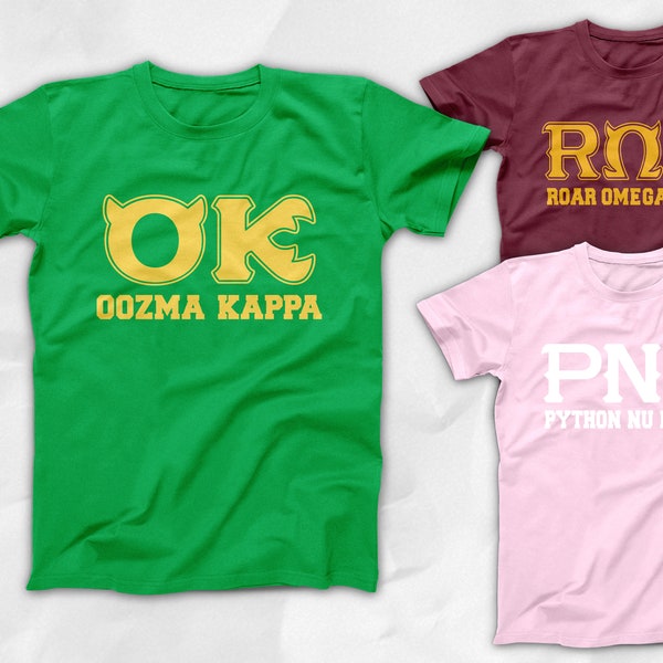 Monsters University * Fraternity Sorority Tee * OK Oozma Kappa * PNK Python Nu Kappa * ROR Roar Omega Roar * Disney Trip * Easy Costumes