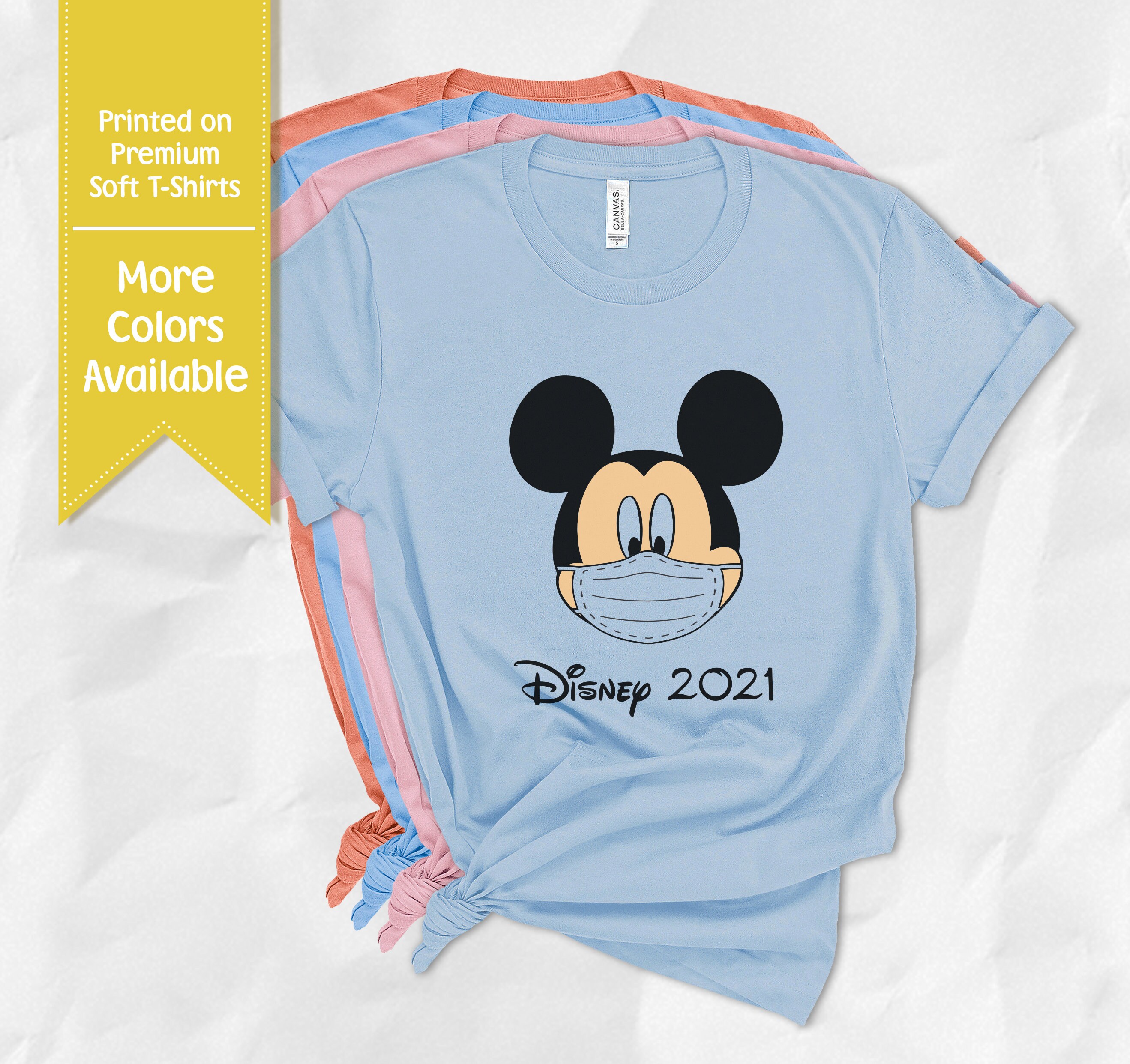 Mickey Mouse Wearing A Mask Disney 2021 T Shirt Quarantine Etsy