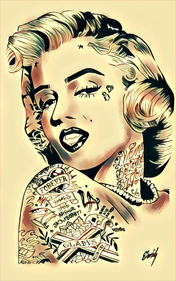 Marilyn Monroe With Tattoos - Etsy