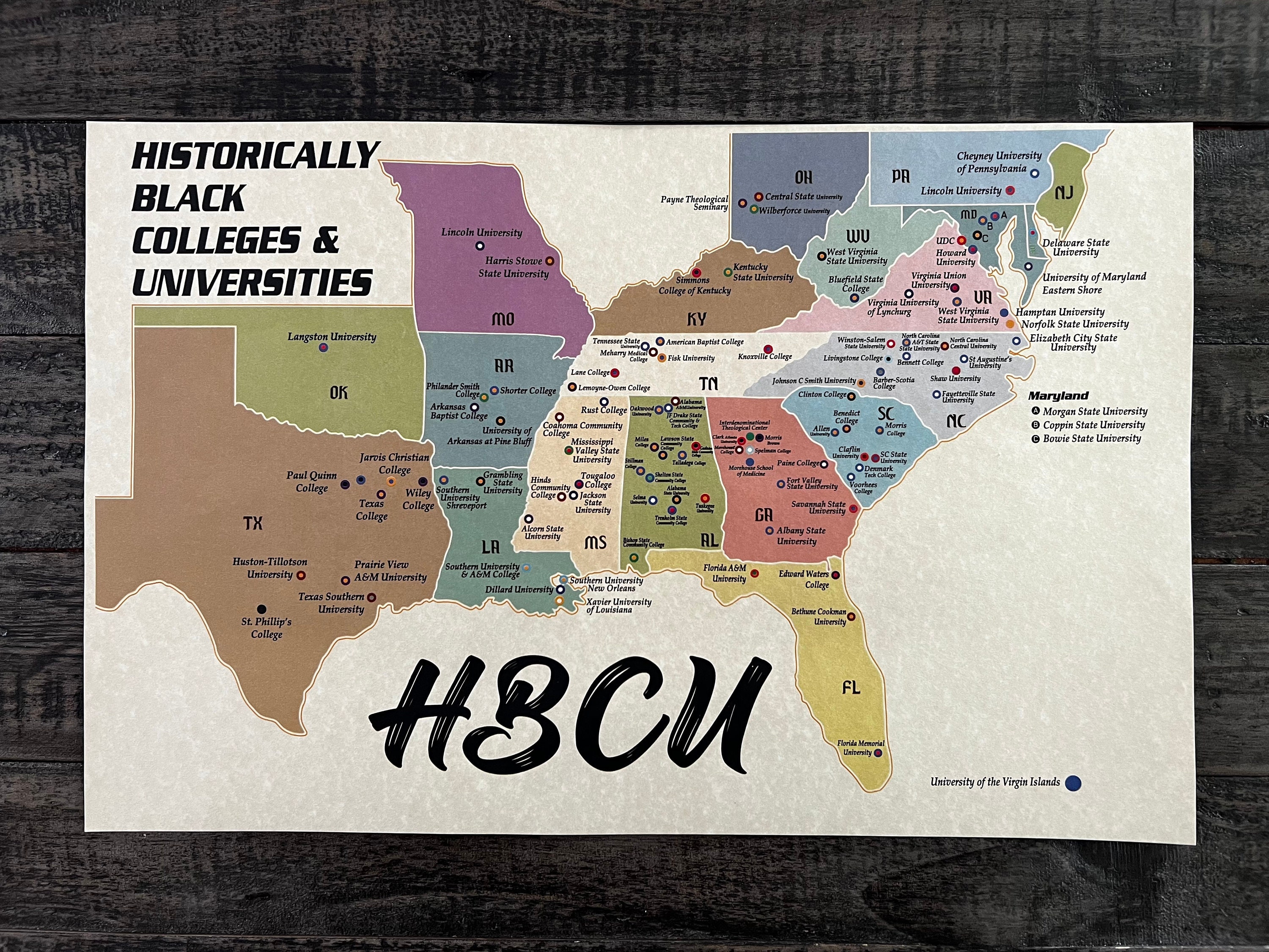 HBCU Map Etsy