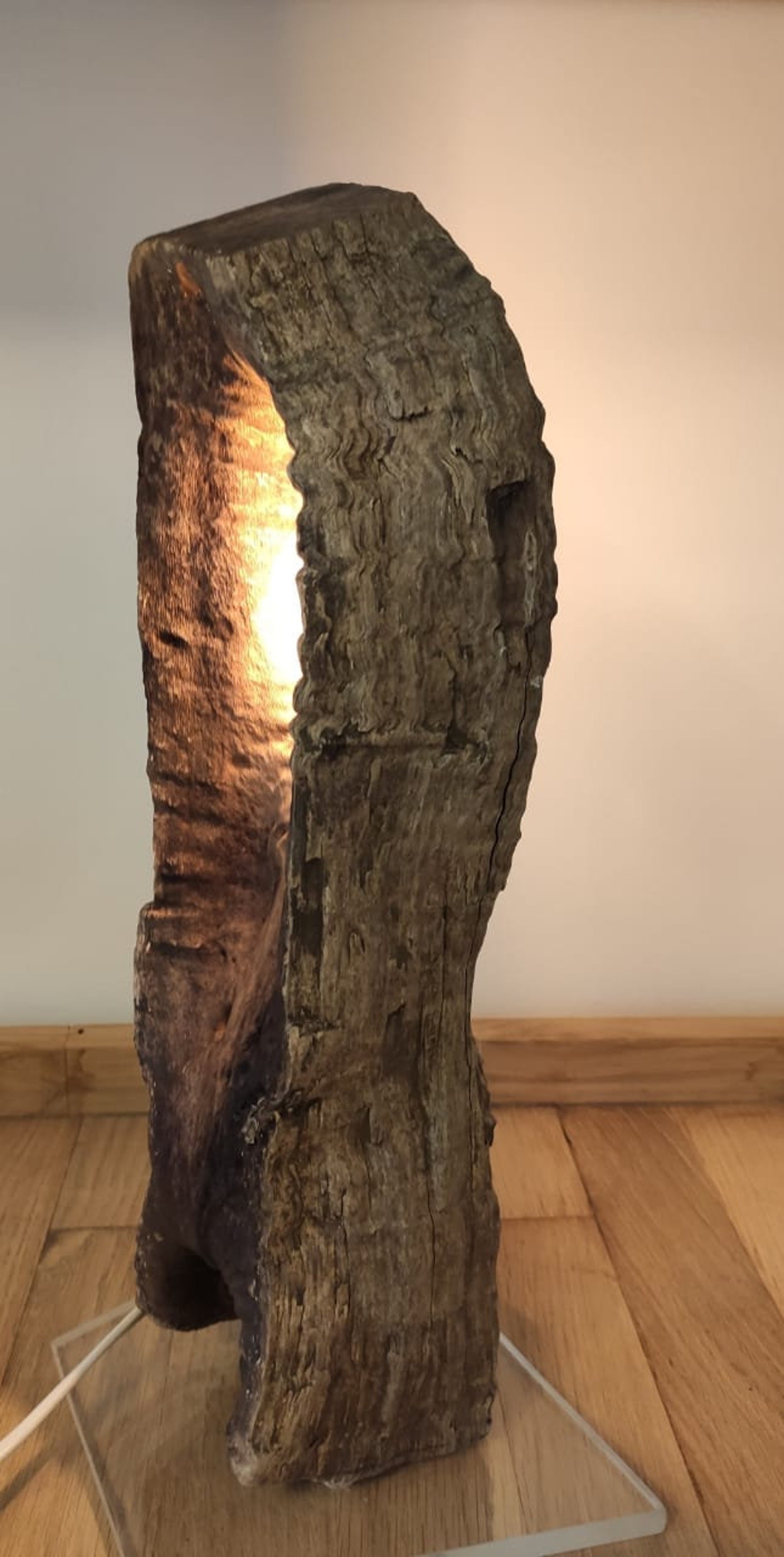 Olive Wood Lamp Handmade Table Lamp On A piece of Plexiglass Etsy