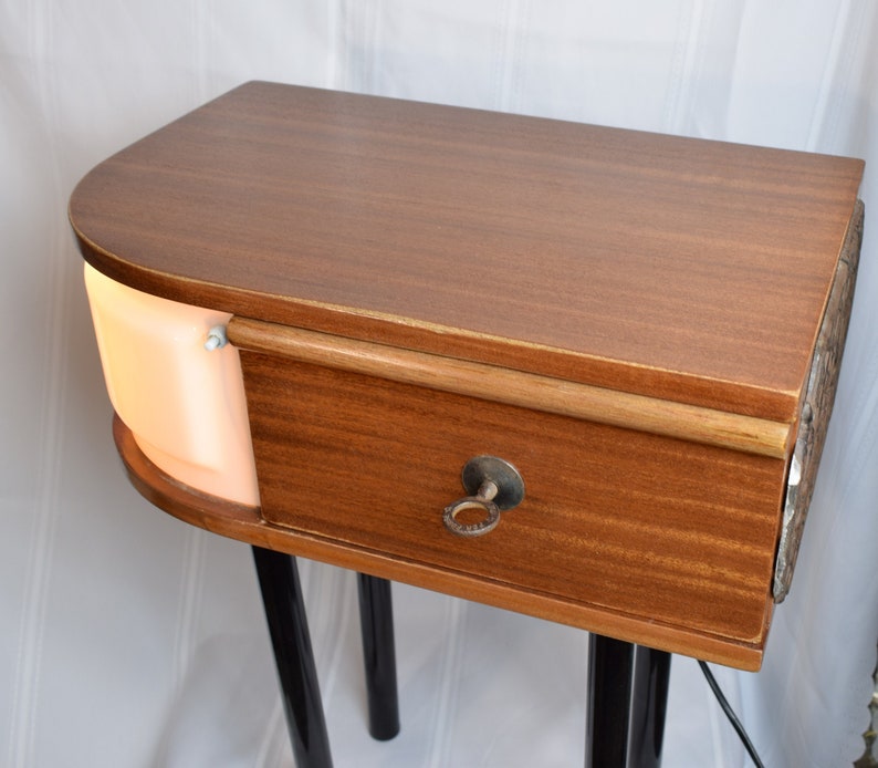 Handmade Nightstand With Led Lamp 5kw/100h Vintage Looking Etsy