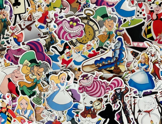 Gloss Black Sticker Bomb Alice in Wonderland All Mad Here Vinyl Decal Sticker 