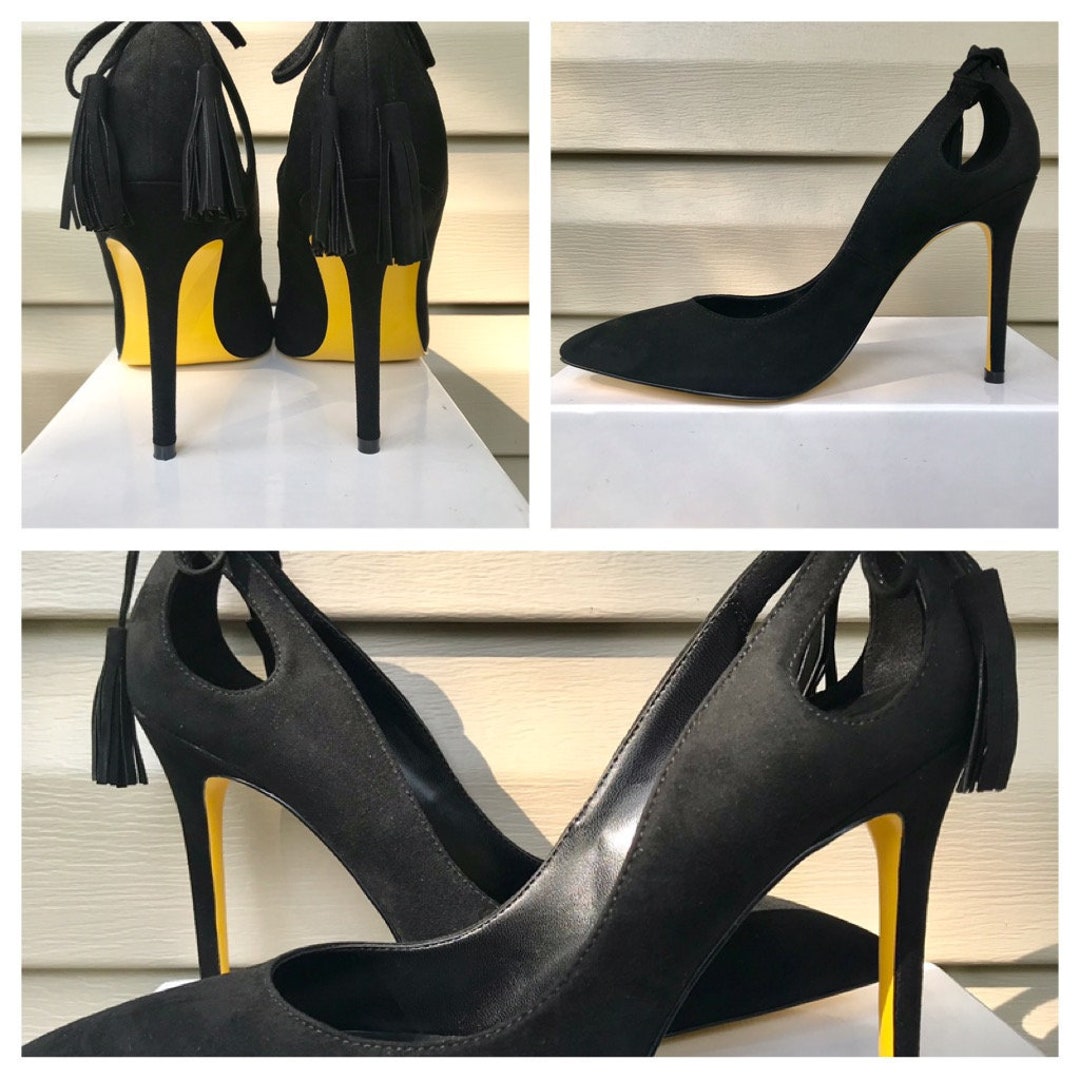 Jrafael 4 Black Tassel Heels Etsy