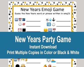 New Years Emoji Trivia 2023, New Years Emoji Game, New Years Game for Adults, Printable New Years Family Game, New Years Eve Game for Family