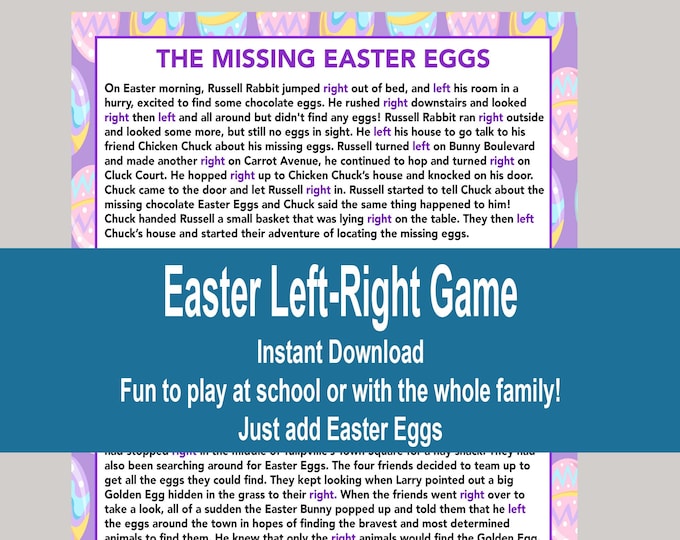 Easter Left Right Game Hoppity &amp; the Missing Easter Eggs Printable Left ...