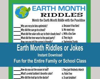 Earth Month Riddles Game, Earth Day School Games 2021, Kids Earth Day Riddles, School Activity, Earth Day Printables, Instant Download