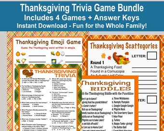 Thanksgiving Games, Thanksgiving Trivia, Zoom Games, Adult Party Games, Zoom Games, Thanksgiving Emoji Game, Group Games, Instant Download