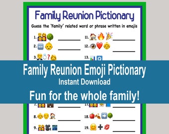 Familientreffen Spiel, Familientreffen Emoji Pictionary, lustiges Familientreffen Quizspiel, Familientreffen Spiel, Sofort Download