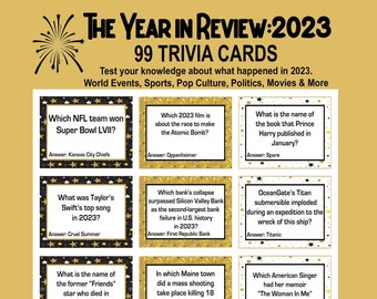 New Years Trivia Game, The Year in Review 2023, New Years Game for Adults, Seniors, Teens, New Years Group Game, New Years Eve Game 2023