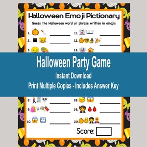 Halloween Emoji Pictionary Game Halloween Trivia Game Tween - Etsy