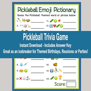 Pickleball Games, Pickleball Birthday Party, Pickleball Trivia Game, Pickleball Tournament Icebreaker, Pickleball Retirement Game