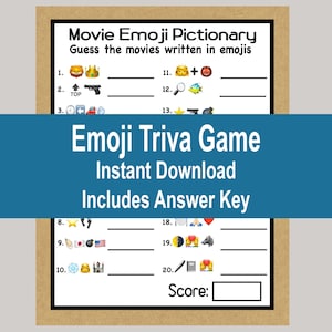 Trivia Game, Movie Emoji Trivia, Birthday Party Game, Housewarming Party Game, Zoom Game, Office Party Game, Teen Game, Instant Download image 1