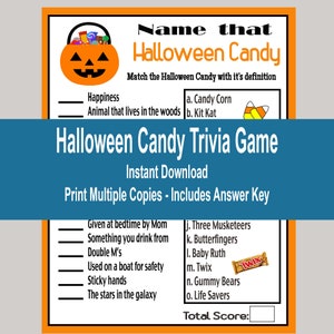 Halloween Party Activity, Halloween Candy Game, Halloween Game for Kids, Halloween School Activity, Halloween Teens, Instant Download