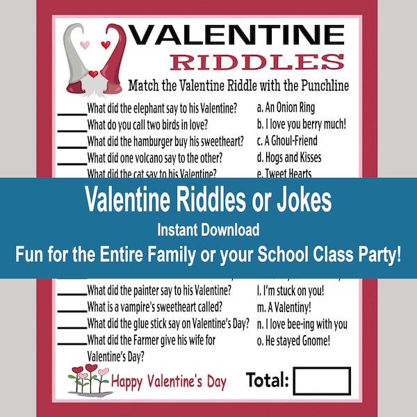 Valentine Riddles Game, Valentine School Games, Galentines Day Game 2021, Kids Valentine Riddles, School Activity, Instant Download