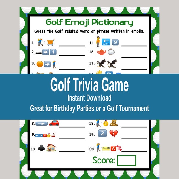 Golf Games, Golf Birthday Party, Golf Trivia Game, Golf Tournament Game, Golf Baby Shower, Golf Retirement Game, Instant Download