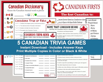 Canada Day Trivia Games, Canada Day Activities, Canadian Trivia Games, Canada Day Quiz, Canada Day Pictionary, Canada Day Fun Game