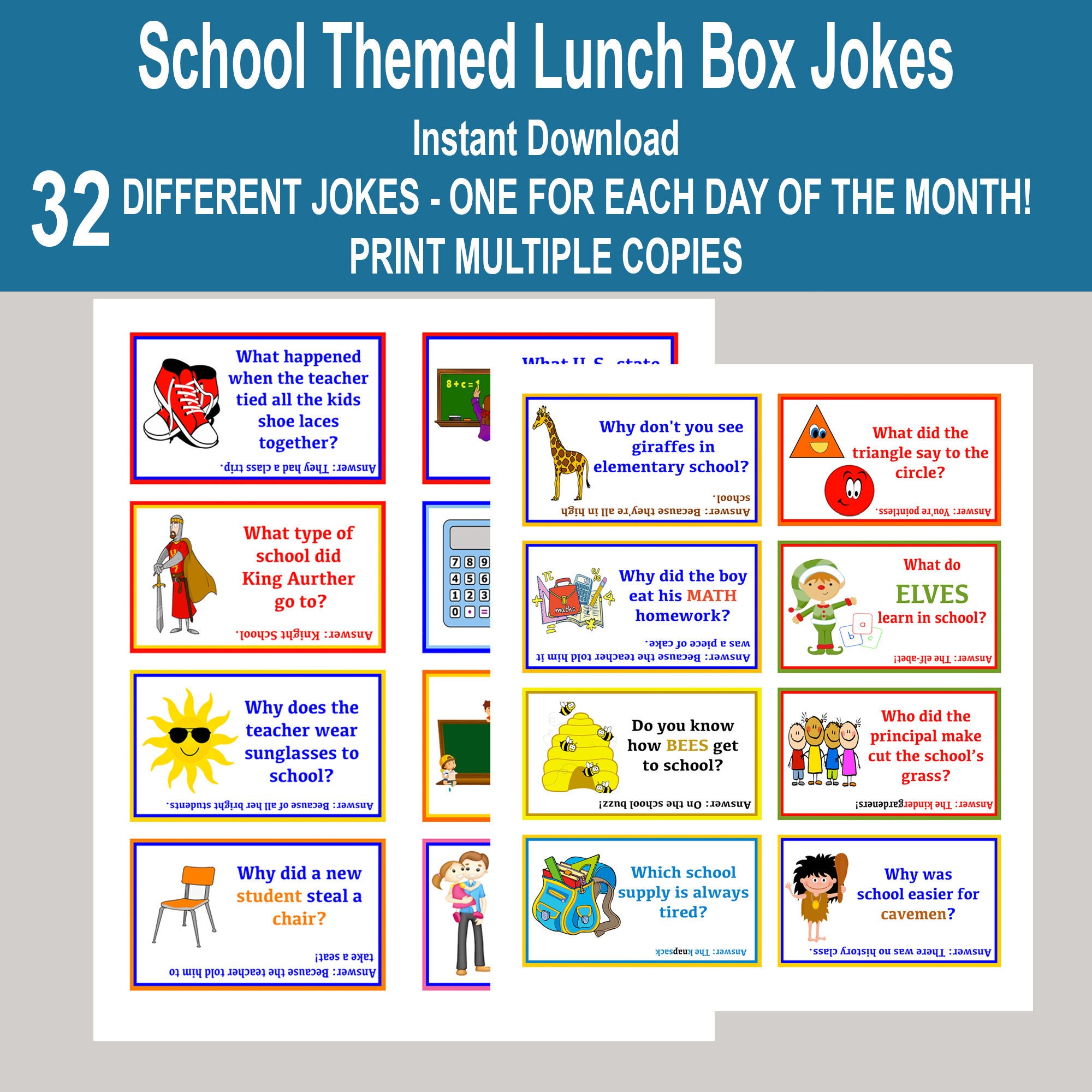 Lunch Box Jokes for Kids, Childrens Lunch Box Jokes, Back to School