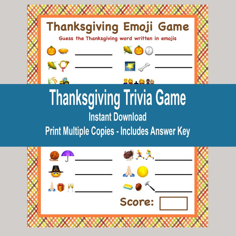 Thanksgiving Trivia Thanksgiving Emoji Game Thanksgiving