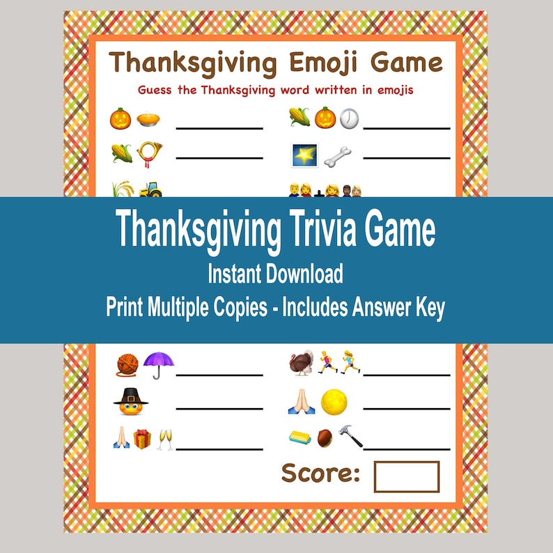 Thanksgiving Trivia Thanksgiving Emoji Game Thanksgiving