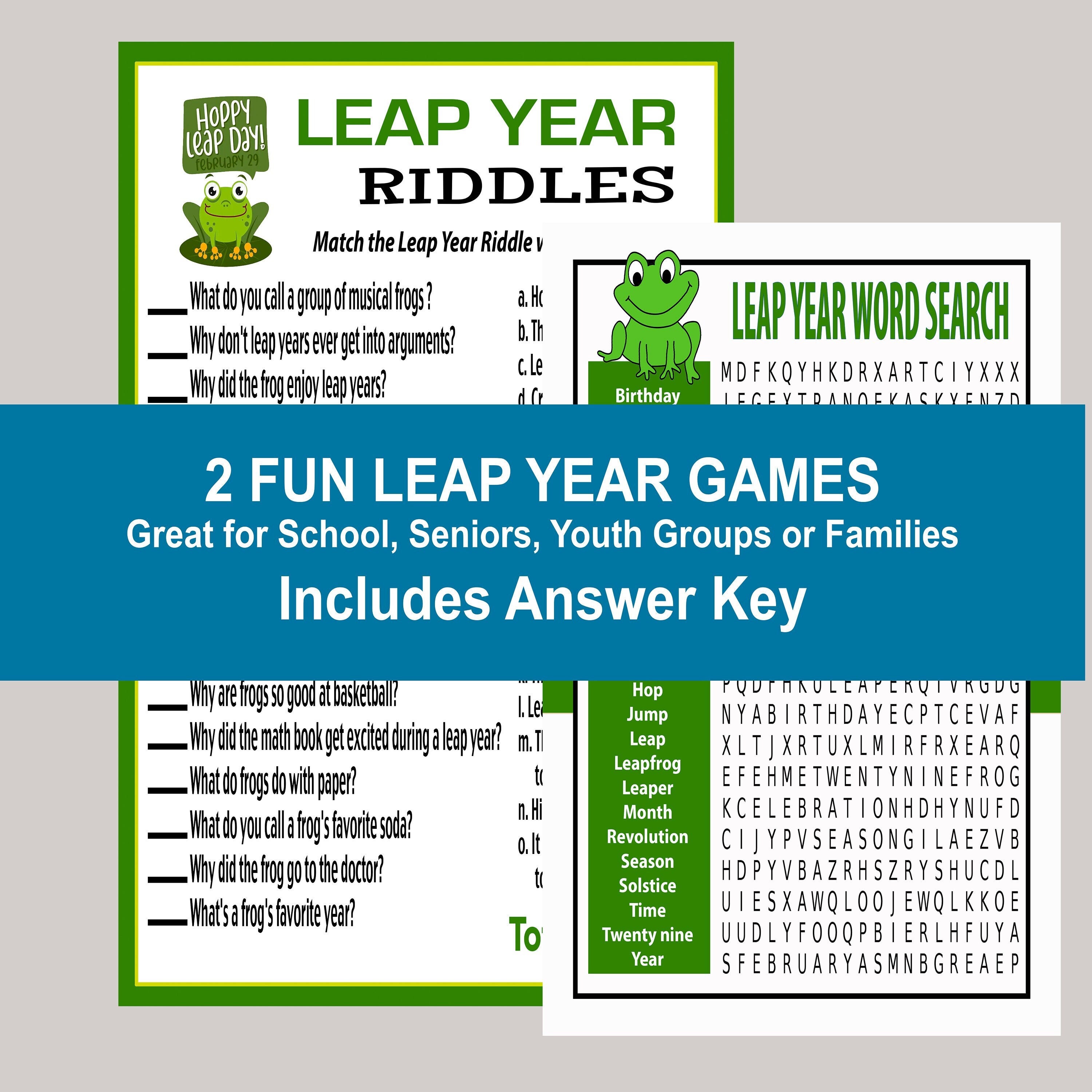Leap Year Game, Leap Year Word Search, Leap Year Jokes or Riddles Game ...