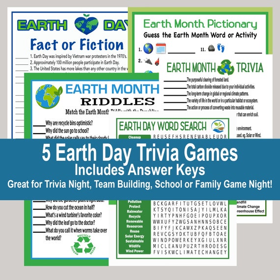 earth day trivia games printable earth day quiz earth day etsy australia